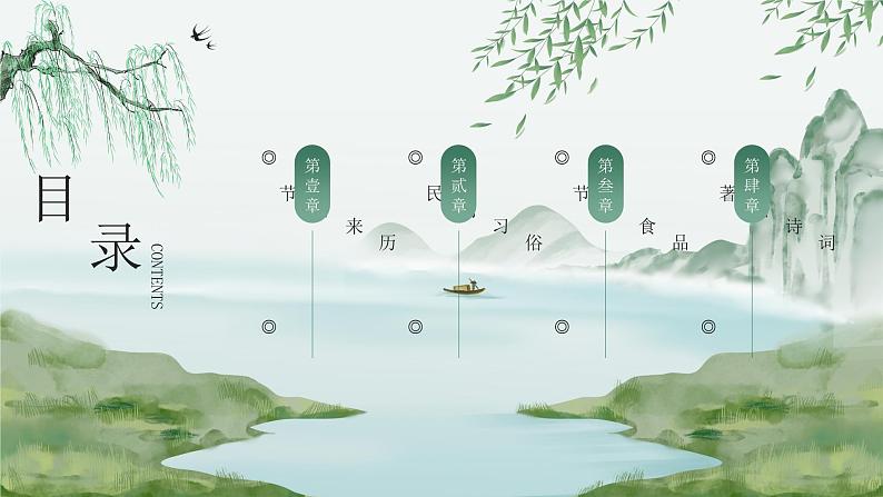 绿色古风清明节节日介绍PPT模板02