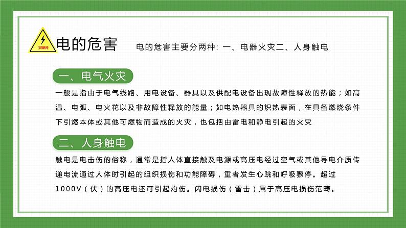 绿色简约卡通绿植安全用电教育宣传PPT模板第7页