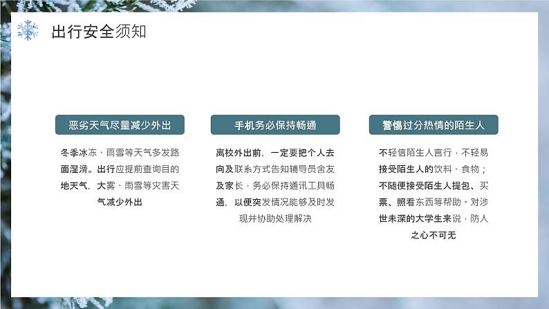 绿色简约大学生寒假安全须知PPT第7页