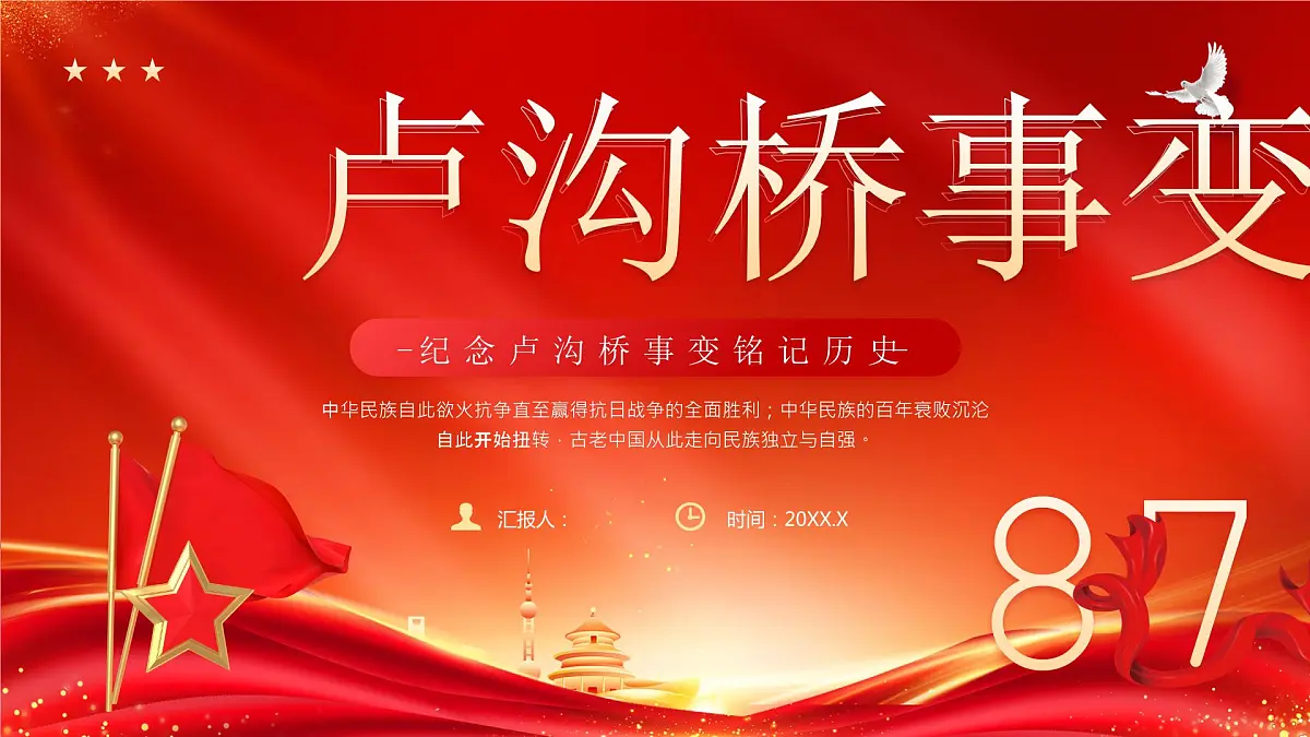 卢沟桥事变87周年 课件第1页
