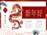 5.紅金國潮風(fēng)卷邊翻頁式2025蛇年新年過年春節(jié)喜慶祝福通用PPT