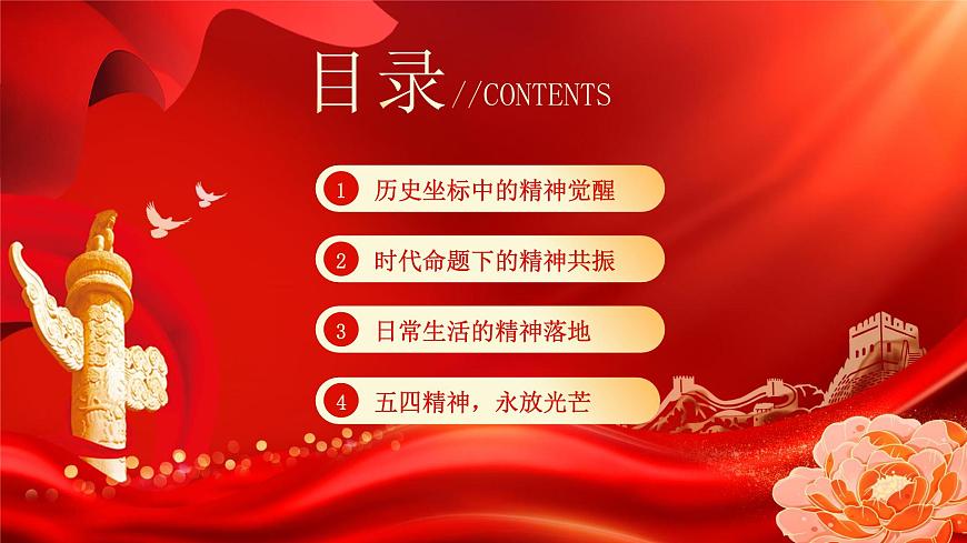 红色党政风百年五四精神与当代青年的使命传承课件第3页