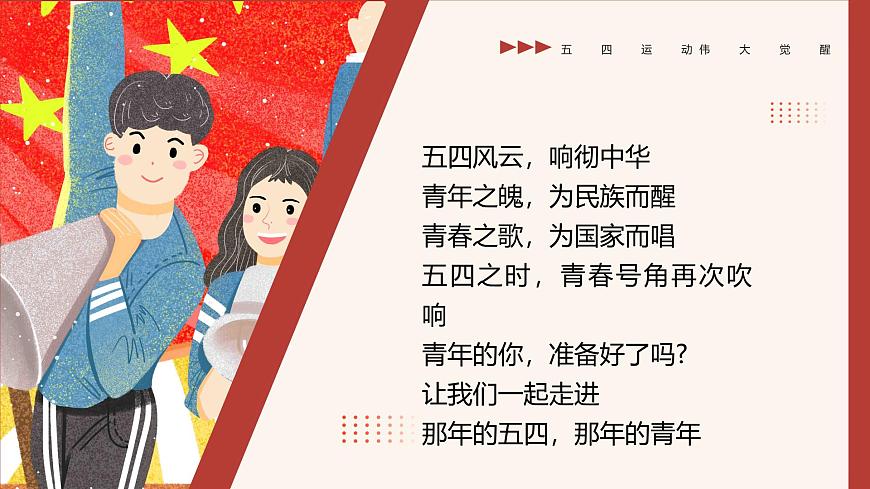 红色画风复古重温五四运动牢记青春使命 课件第2页