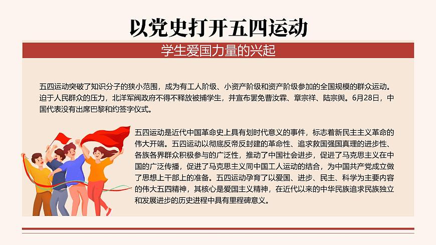 红色画风复古重温五四运动牢记青春使命 课件第6页