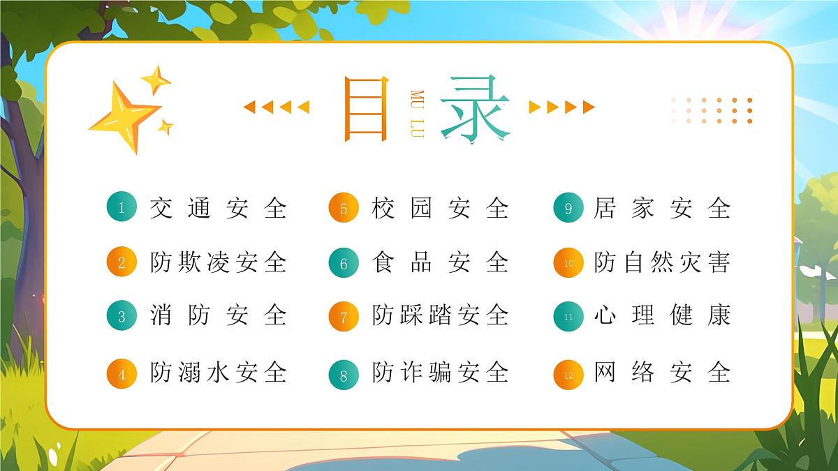 蓝色画风小学生全面安全教育主题班会课件第2页