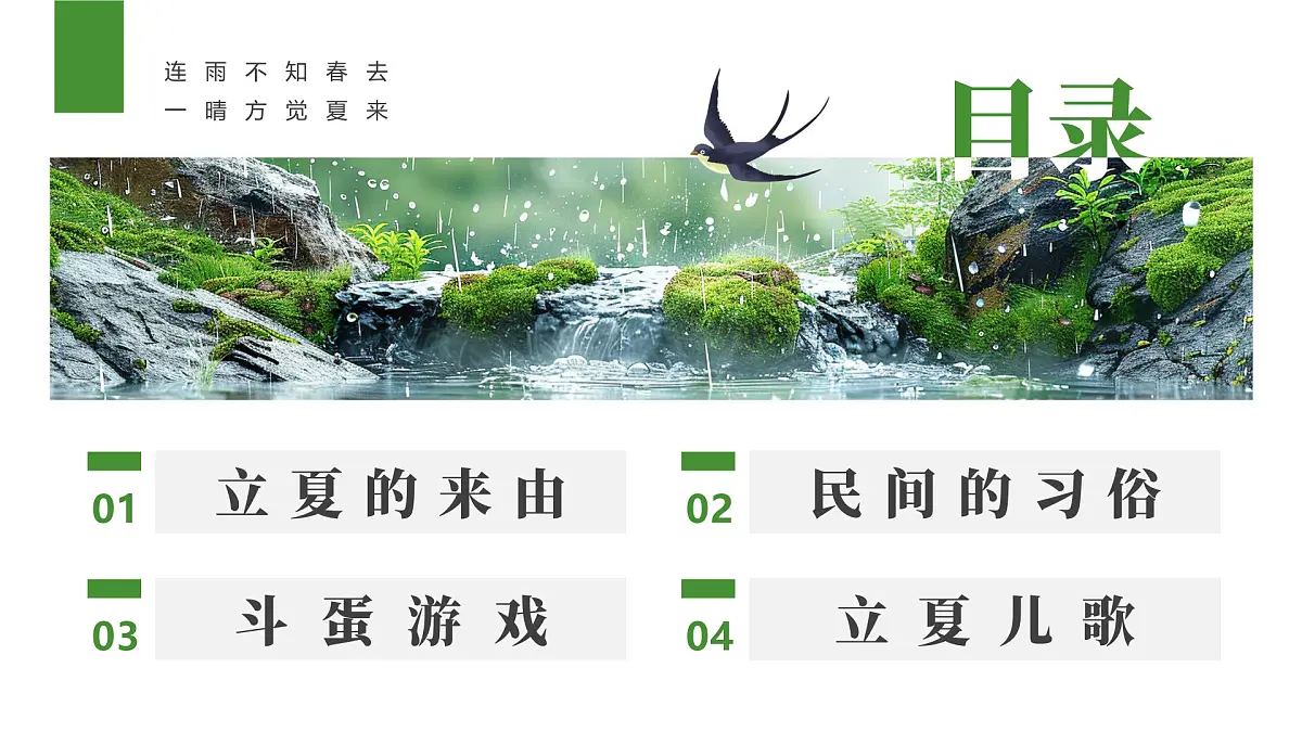 绿色简约风立夏来历和习俗课件第2页