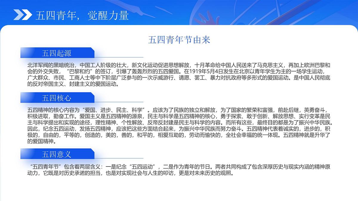 蓝色画风五四青年节主题课件第6页