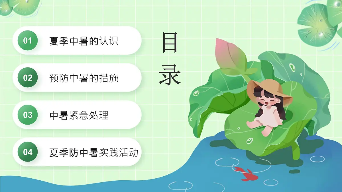 绿色小清新夏季防中暑教育 课件第2页