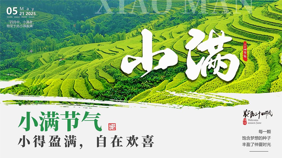 绿色画风中国传统二十四节气之小满课件第1页