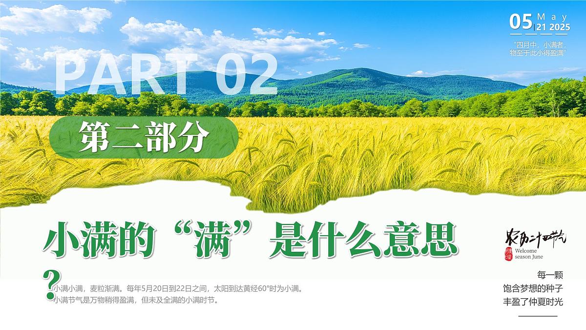 绿色画风中国传统二十四节气之小满课件第5页