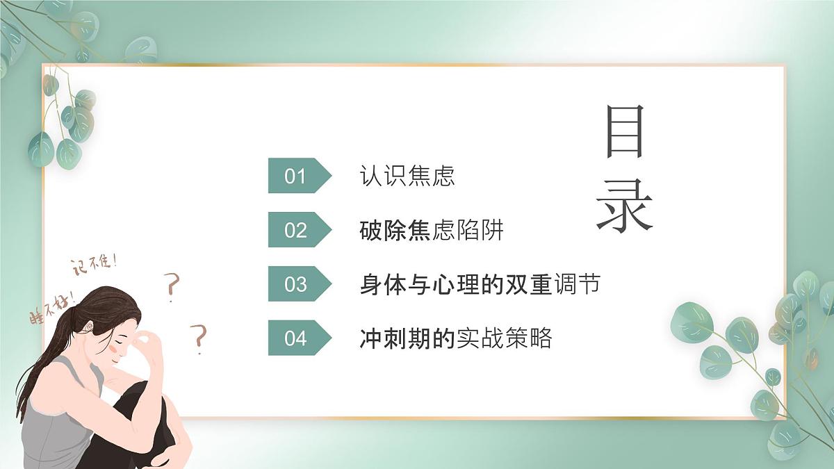 绿色小清新拒绝高考焦虑症 课件第2页