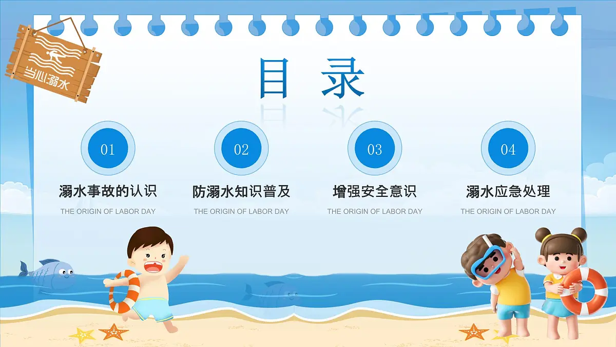 蓝色卡通防溺水安全教育 课件第2页