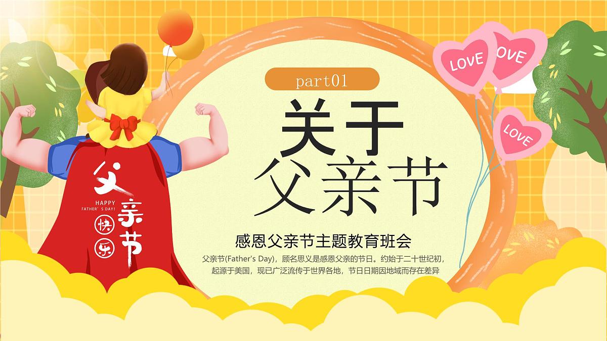 黄色卡通风父亲节父爱如山课件第3页