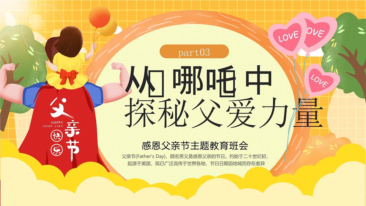 黄色卡通风父亲节父爱如山课件第8页