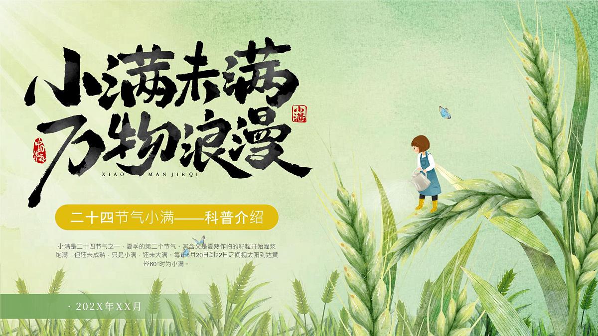 绿色小清新小满节气介绍 课件第1页