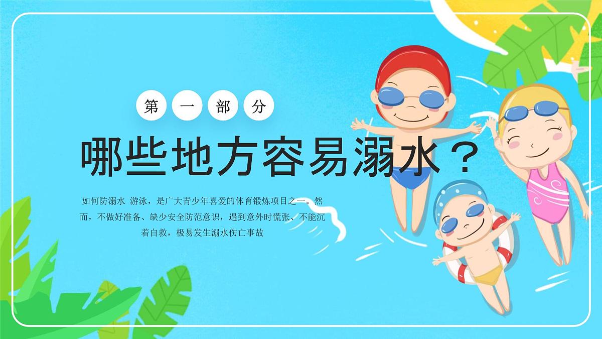 蓝色卡通防溺水安全教育 课件第3页
