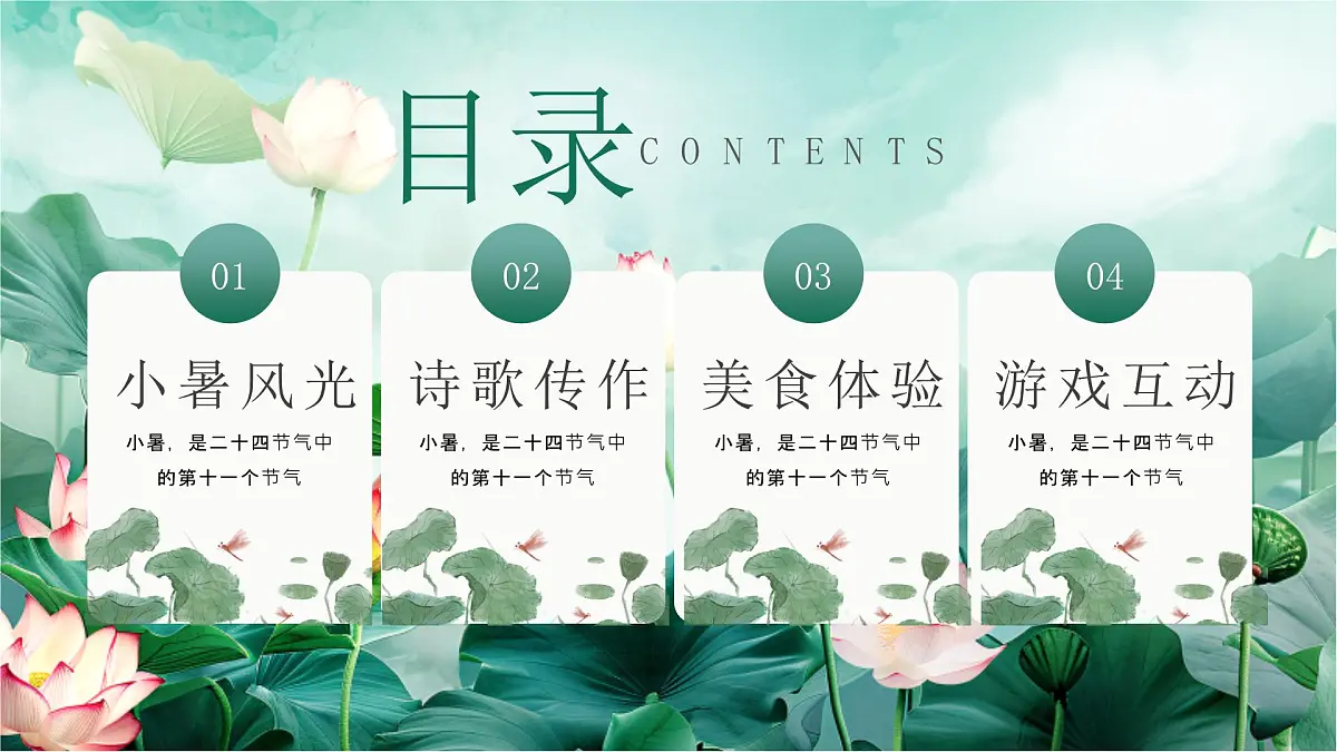 创意绿色小暑节气介绍课件第2页