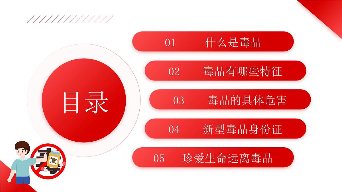 红色简约卡通风全民禁毒宣传月课件第3页