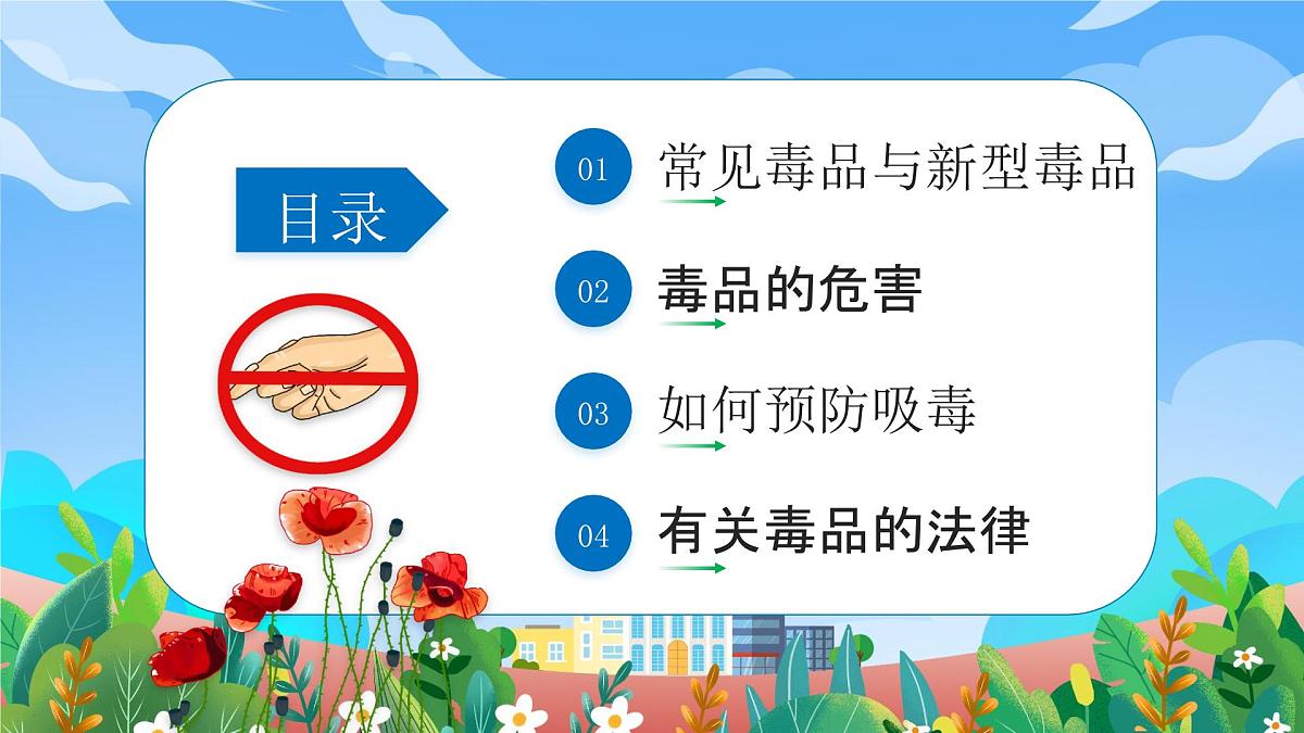 蓝色卡通国际禁毒日学生禁毒主题班会 课件第2页