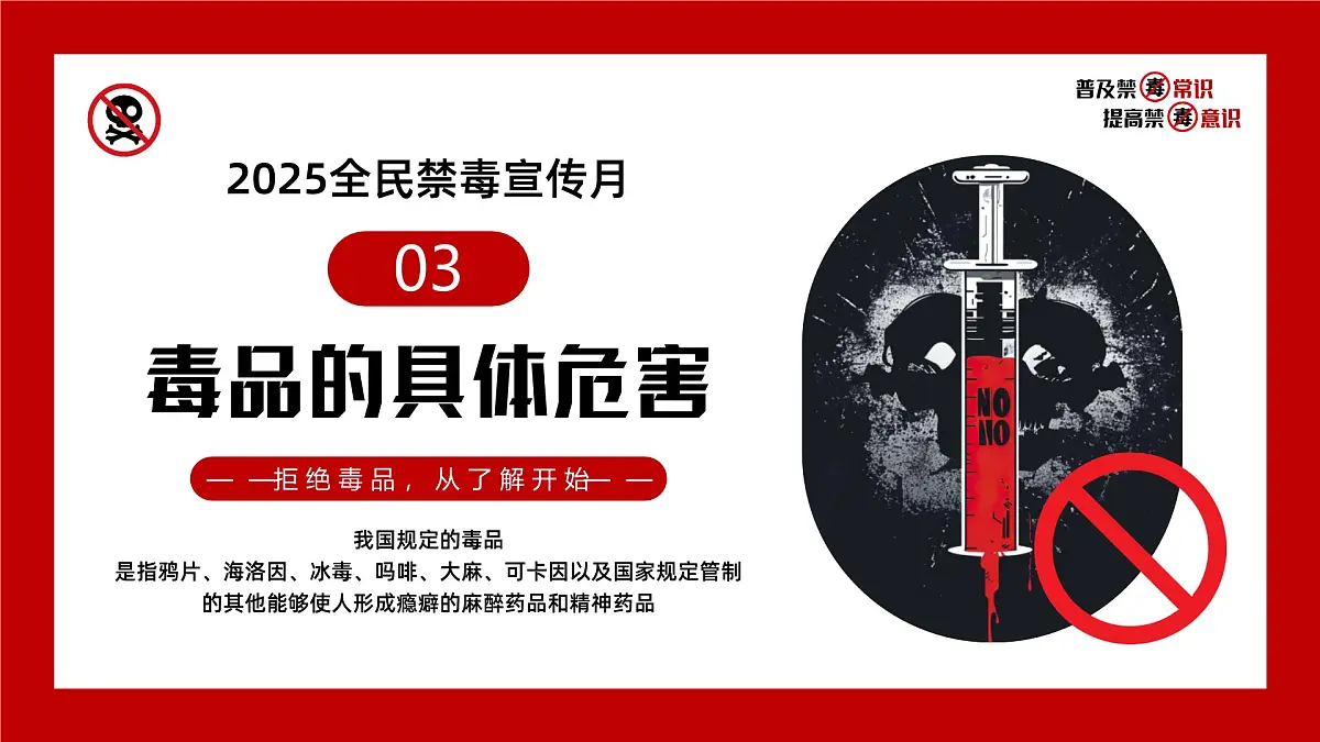 红色简约风2025全面禁毒宣传月课件第8页