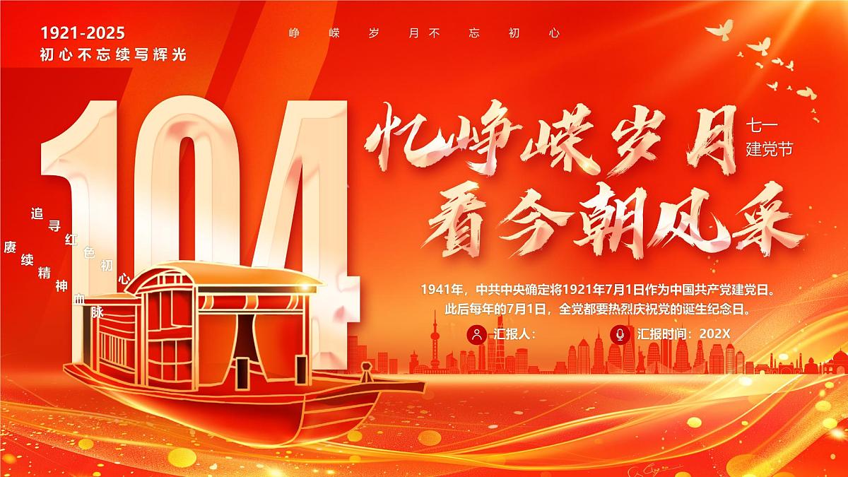 忆峥嵘岁月看今朝风采建党104周年课件第1页
