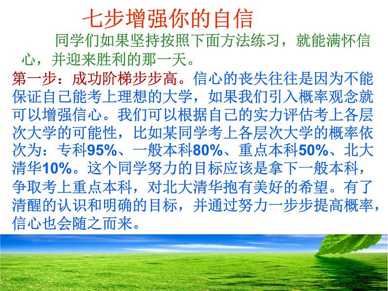 高考：只有坚持才能成功，七步增强你的自信 课件05