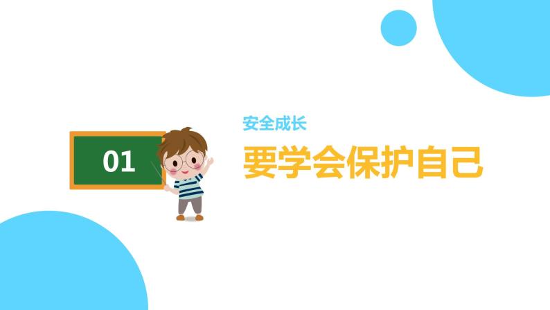 可爱卡通风格儿童安全教育课堂教学PPT模板04