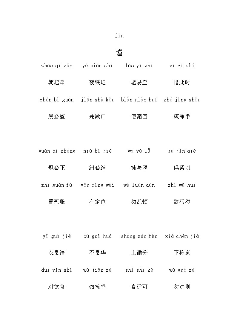 中国文化经典《弟子规（拼音）》合集01