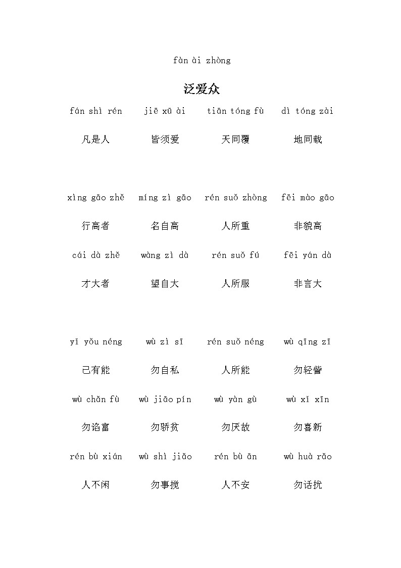 中国文化经典《弟子规（拼音）》合集01