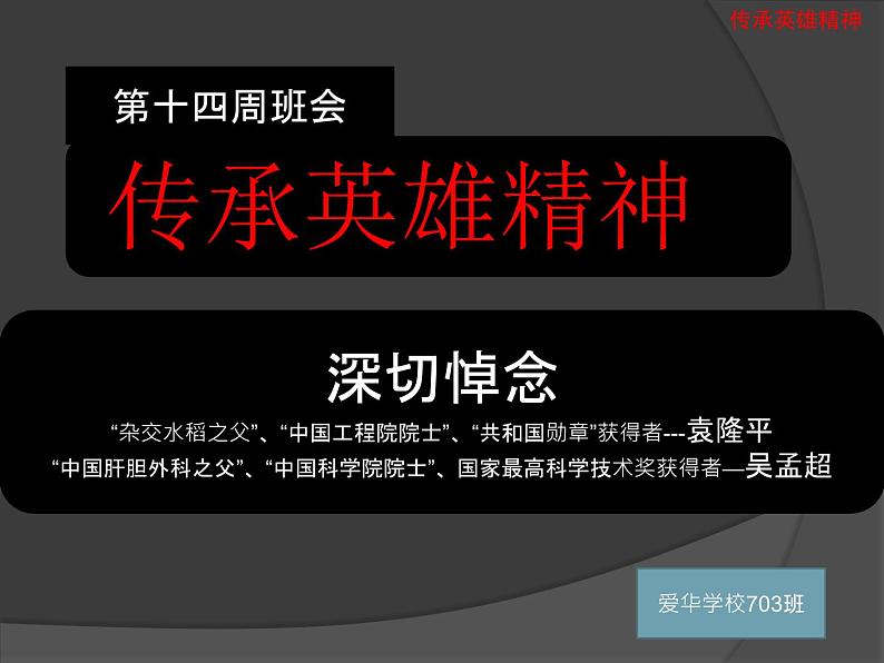 缅怀英雄，传承英雄精神——纪念袁隆平吴孟超院士 课件（16张幻灯片）第1页