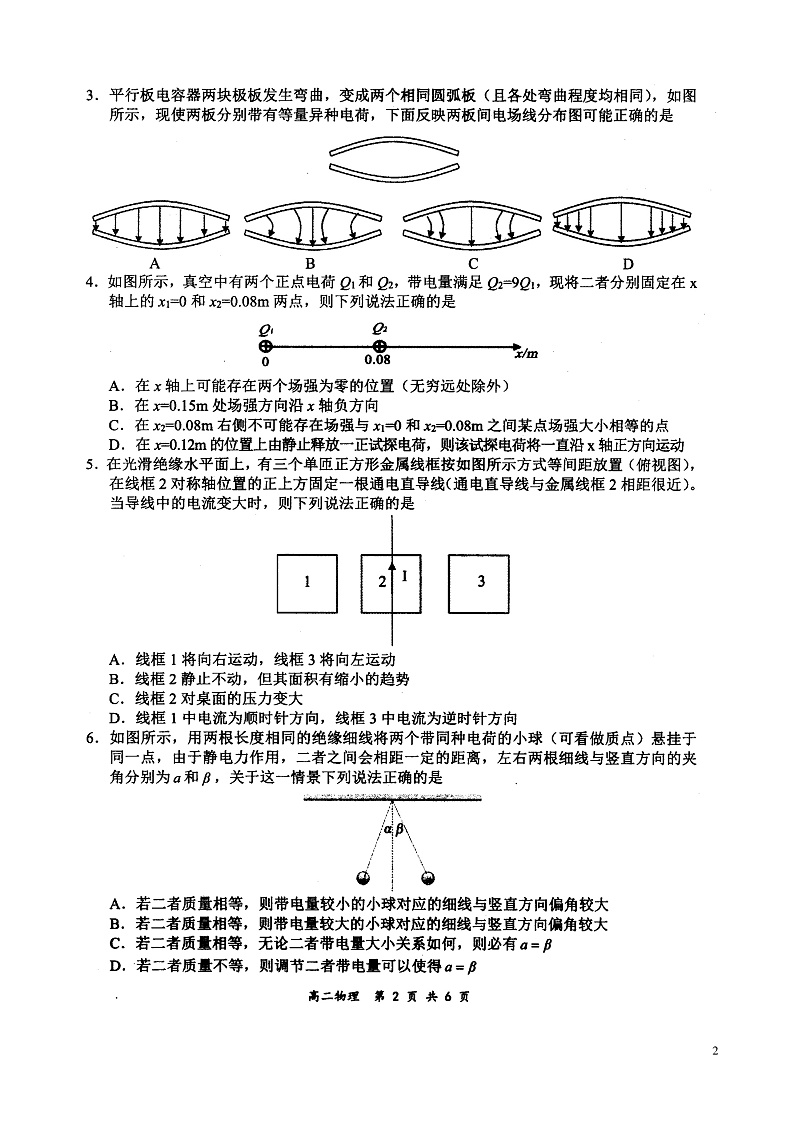 河南省八市重点高中2020—2021学年高二上学期12月联合考试——物理第2页
