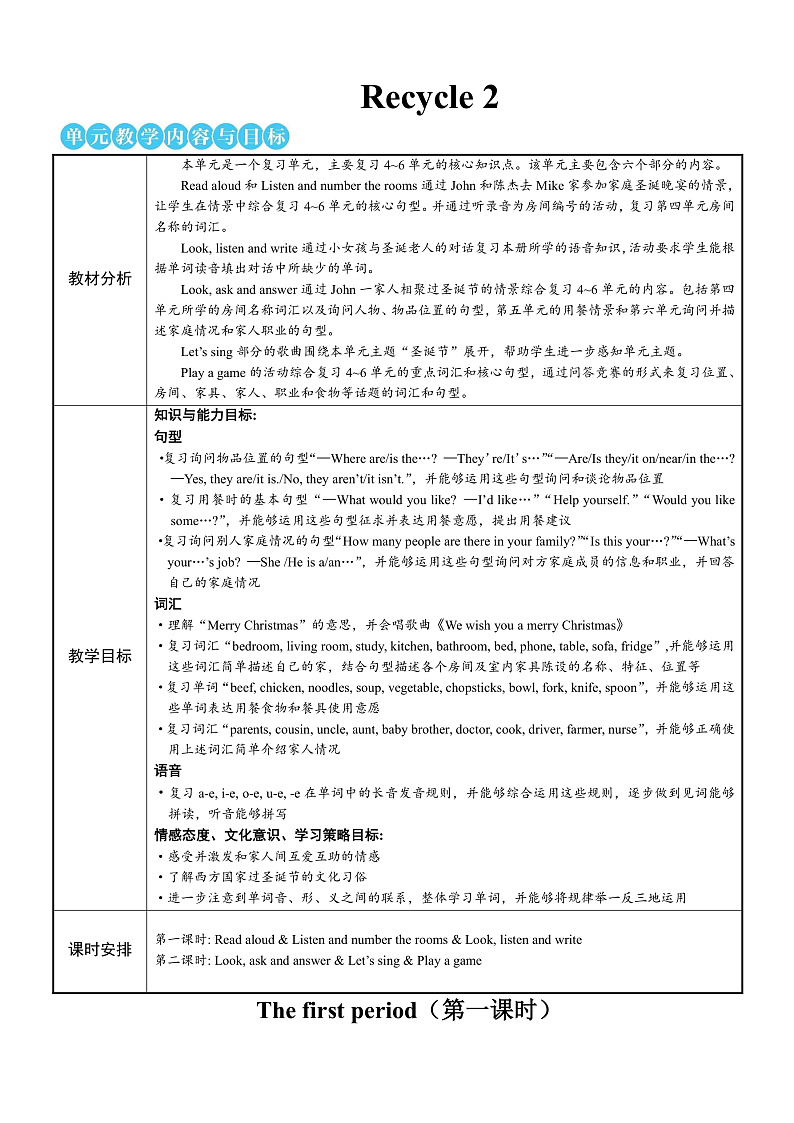 Recycle 2 第1课时 PPT课件+教案+音视频01