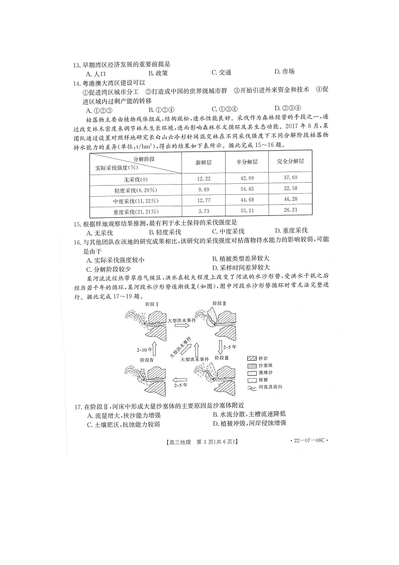 陕西省渭南市名校2022届高三上学期10月联考地理试题 扫描版含答案第3页