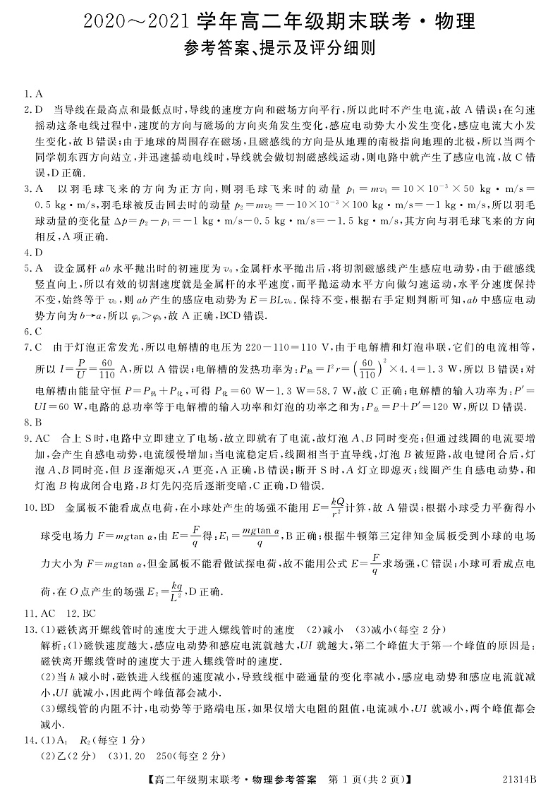 2020-2021学年河南省开封市五县高二上学期期末联考物理试题(pdf版)01