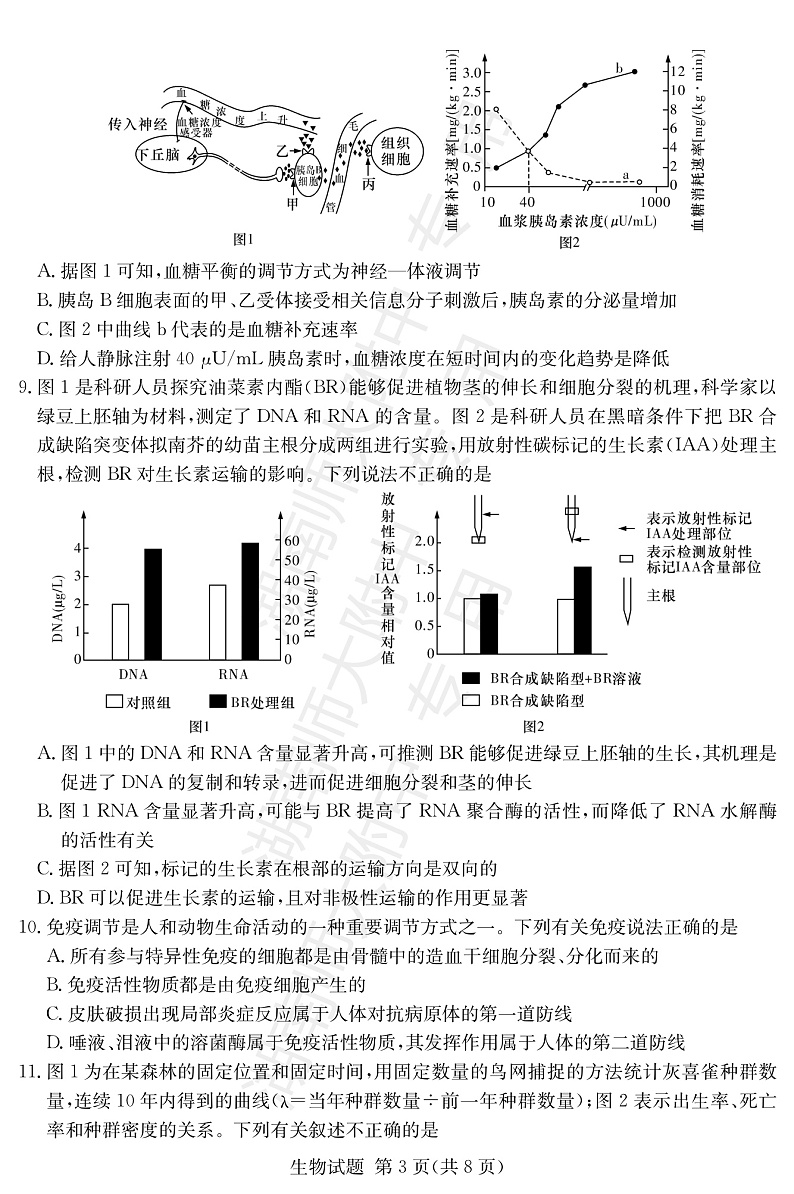 生物试卷（高三12月联考）第3页