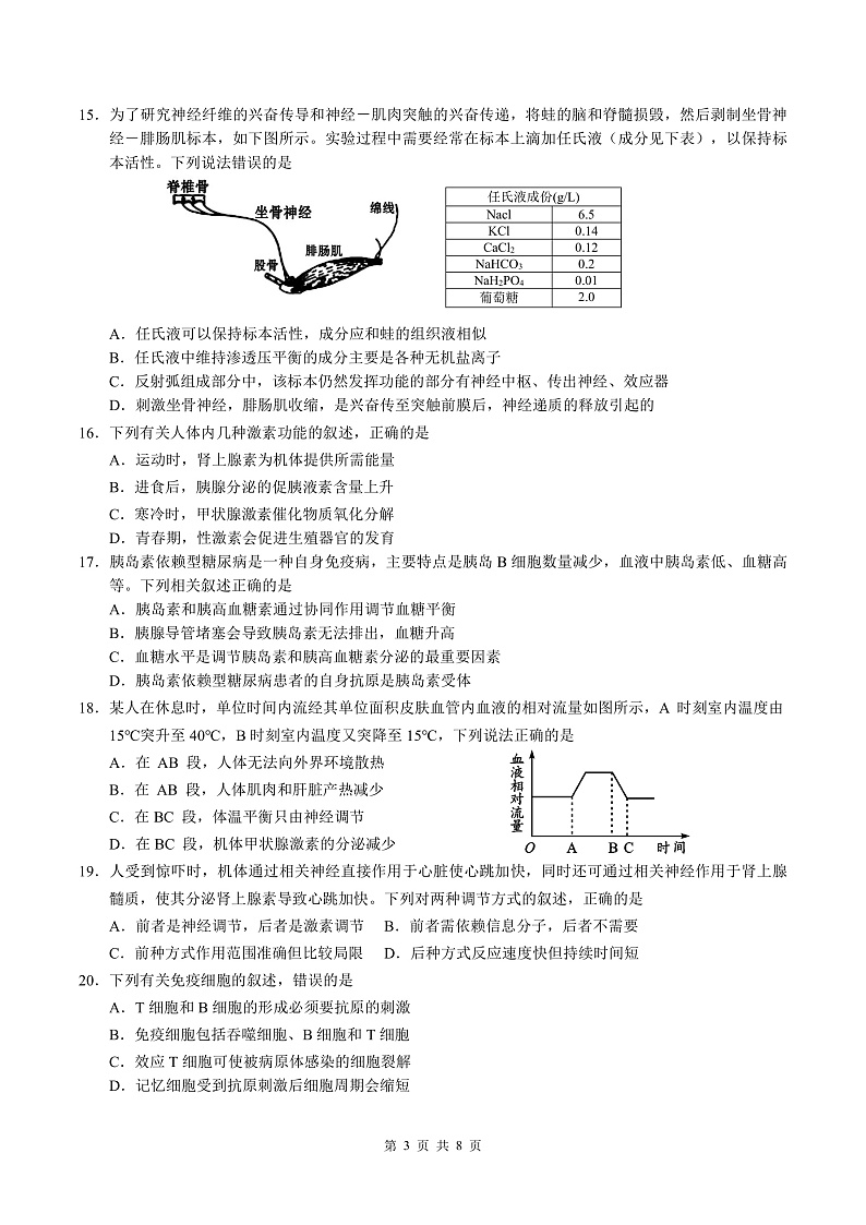 四川省绵阳南山中学2021-2022学年高二上学期12月月考生物试题第3页