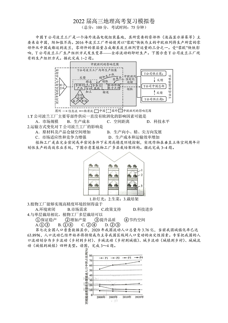 山东省济南大学城实验高中2022届高三上学期12月月考（阶段性调研3）地理试题PDF版含答案01