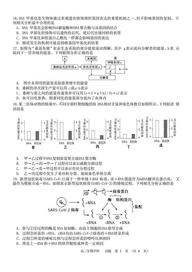 浙江省北斗星盟2021-2022学年高二上学期12月阶段性联考生物试题含答案03