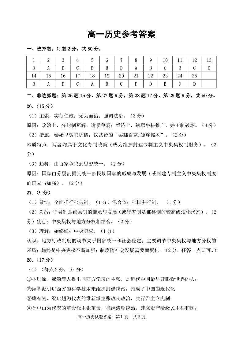 黑龙江省齐齐哈尔市2021-2022学年高一上学期期末考试历史试题含答案01