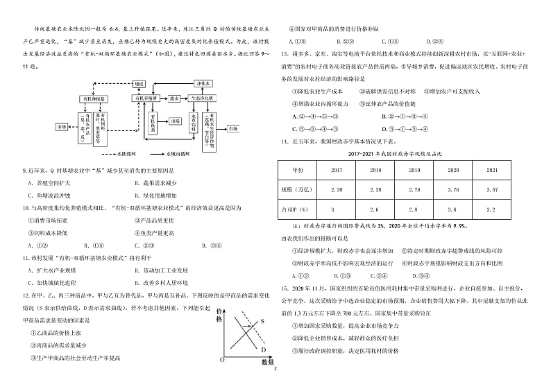 黑龙江省哈师大附中2022届高三上学期期末考试文综试题含答案02