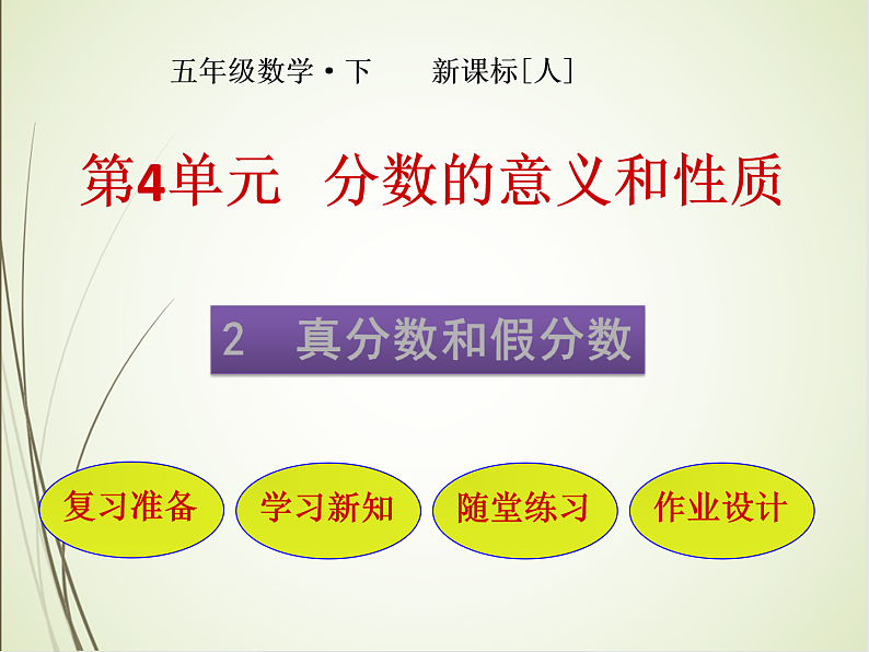 人教版数学五下4.2.1 真分数和假分数（课件）第1页