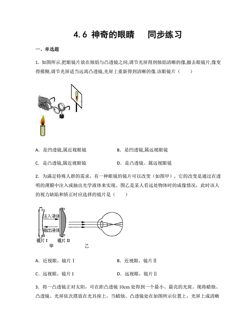 4.6 神奇的眼睛  同步练习第1页