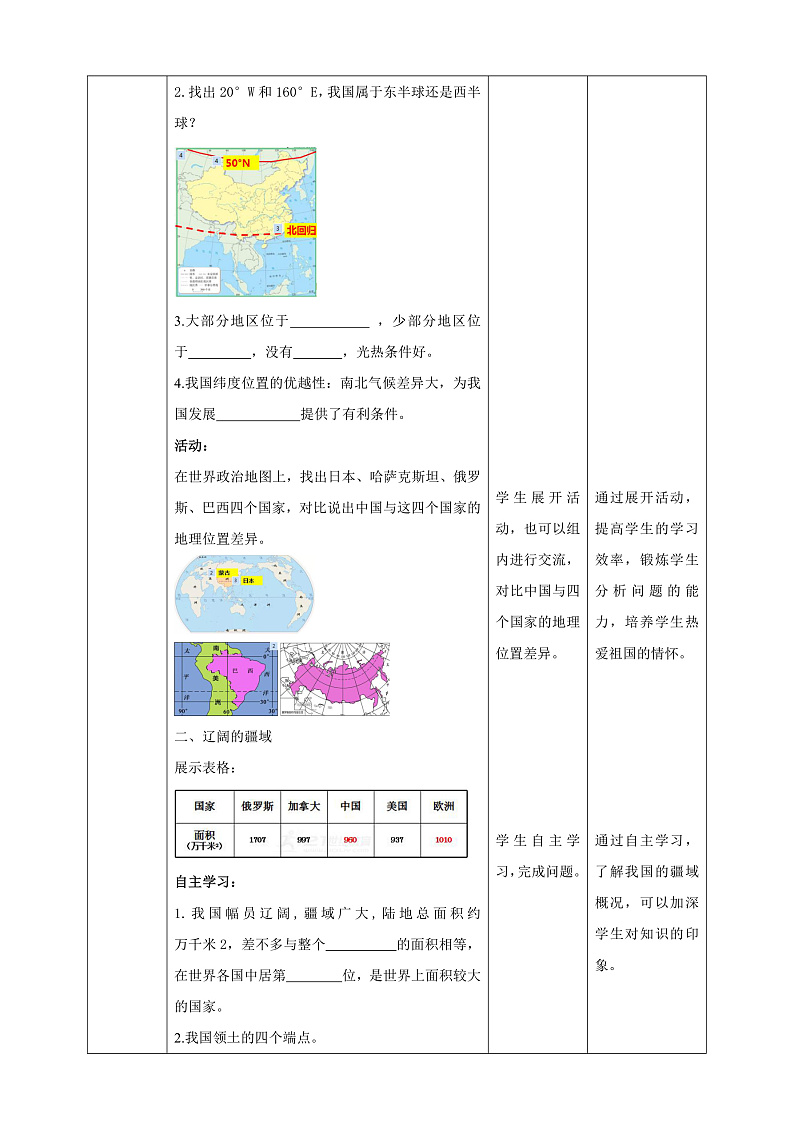 第1课《中国的疆域》 教案（第1课时）第2页