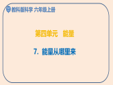 小学六年级科学上册 第四单元 第7课《能量从哪里来》课件+练习 （科教版2017）