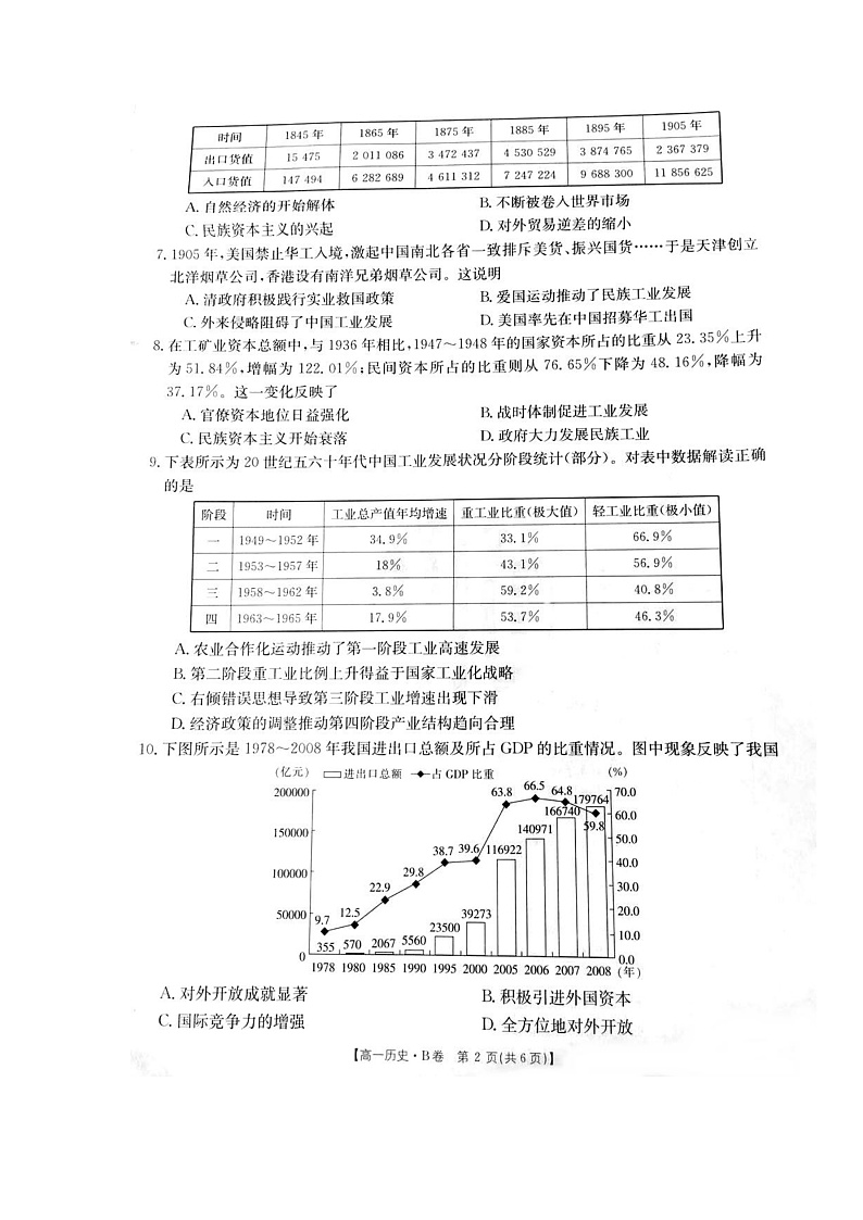 江西省抚州市2020-2021学年高一下学期学业发展水平测试（期末）历史试卷 扫描版含答案第2页