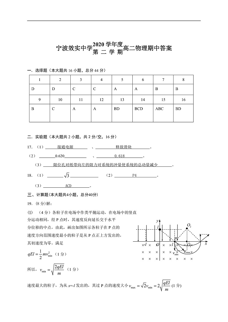 2020-2021学年浙江省宁波市效实中学高二下学期期中考试物理试题 PDF版01