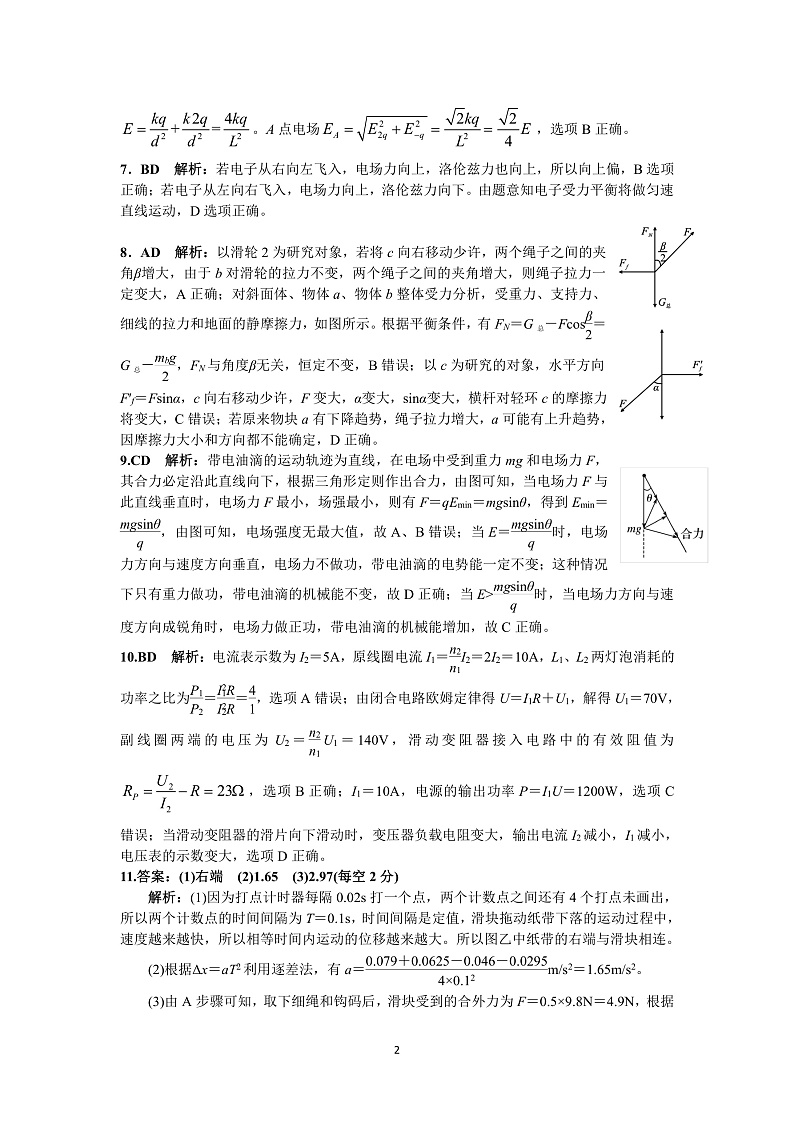 物理参考答案(B卷)第2页