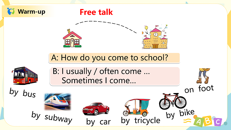 人教版PEP六上《Unit 2 Ways to go to school PB  （Read and write）》课件第4页
