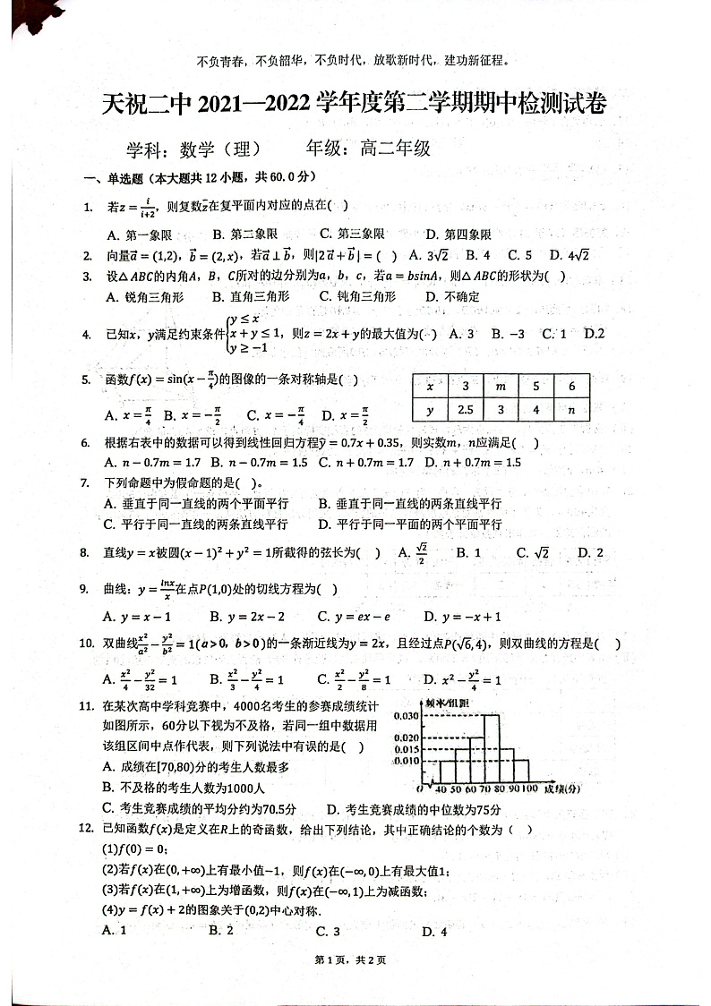 高二数学第1页