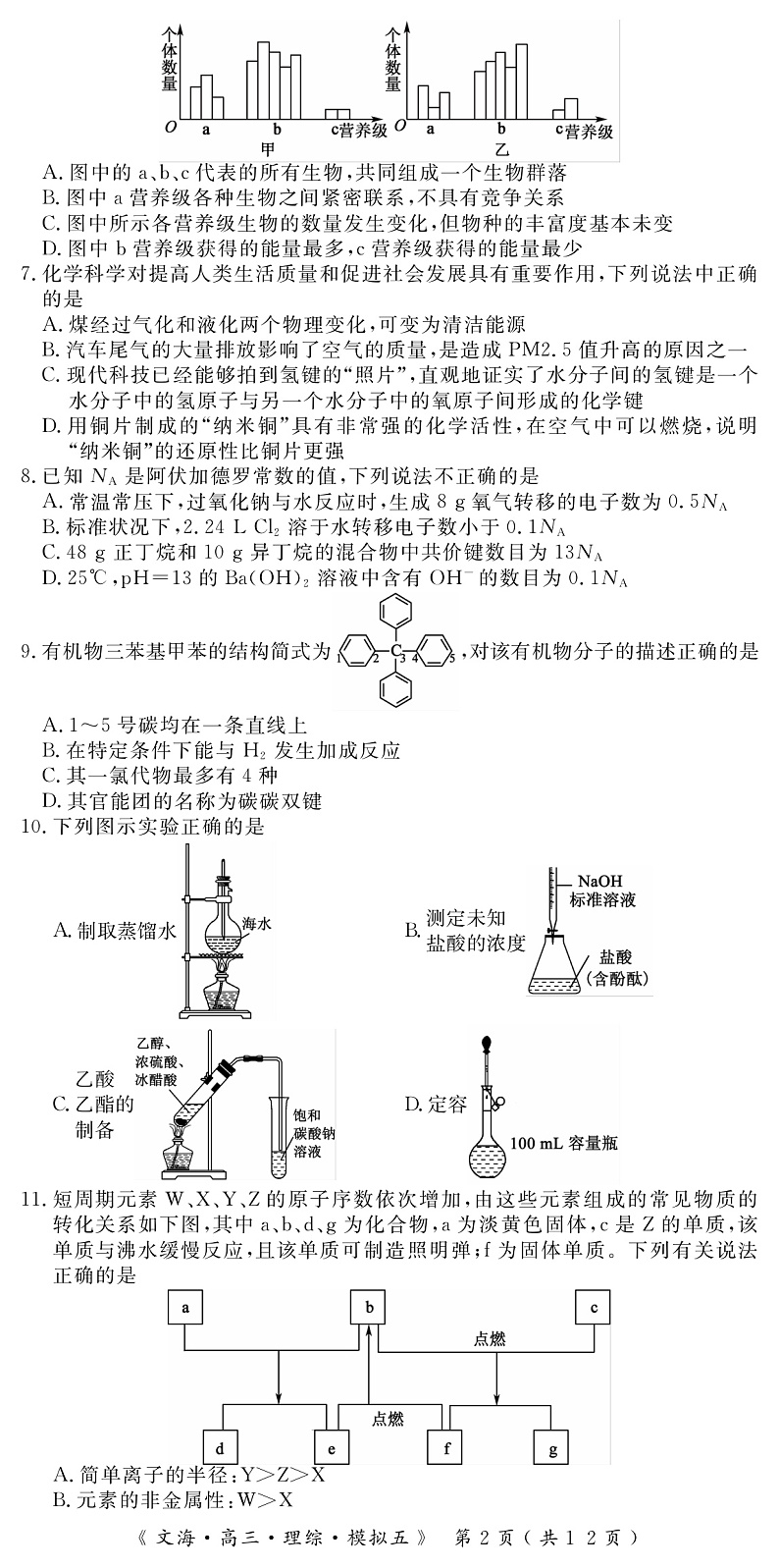 湖北省黄冈八模系列2020届高三模拟测试（五）理综试题 PDF版含答案第2页
